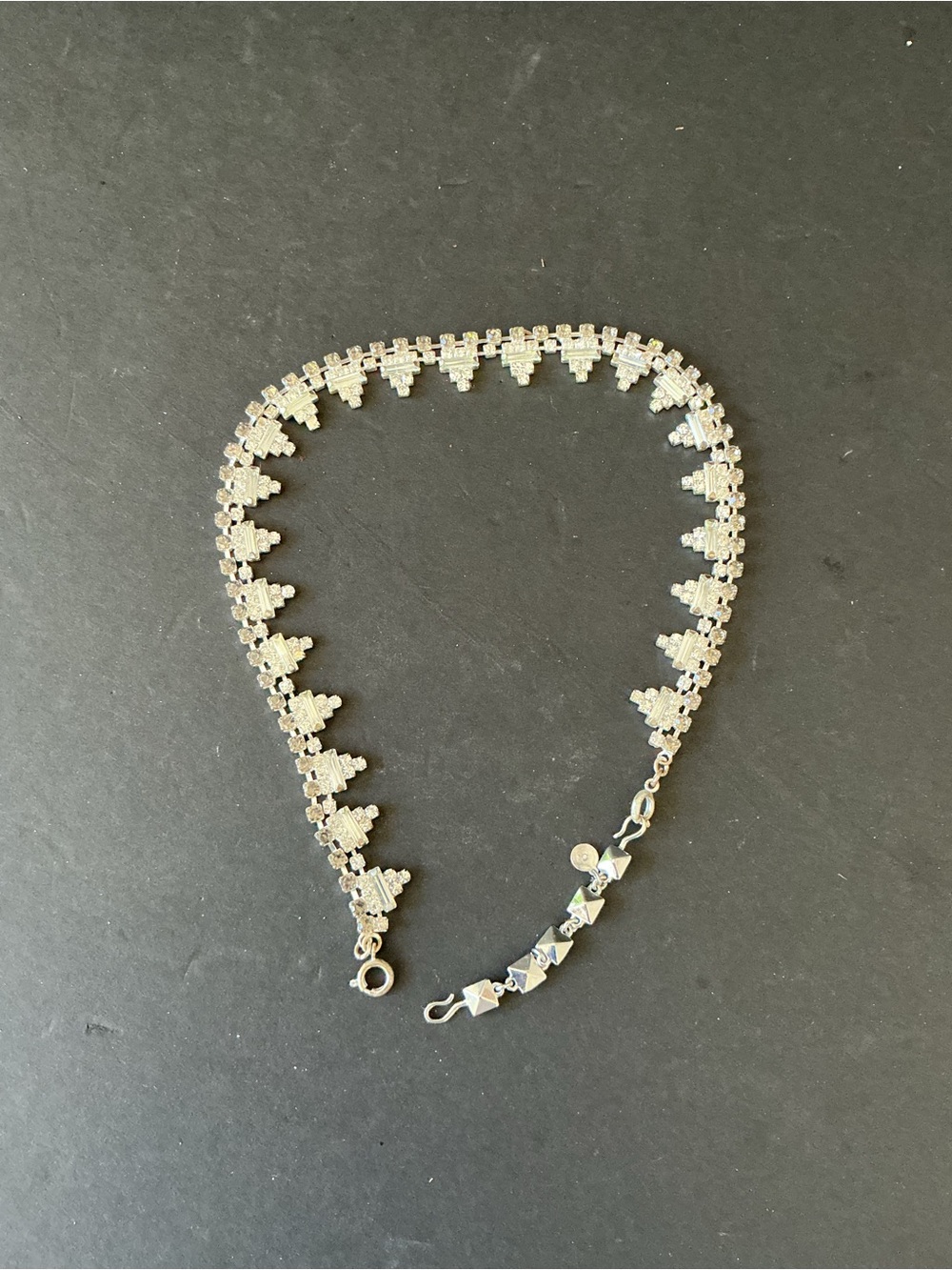 Source Unknown Silver Cubic Zirconia Geometric Tennis Necklace